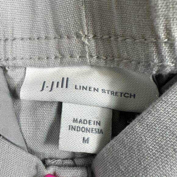 J. Jill Linen Stretch Pants Size Medium Pull On Gray Elastic Waist Straight Leg - Picture 4 of 7
